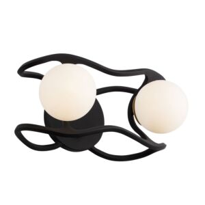 Black Betty 2-Light LED Bathroom Vanity Light in Carbon with French Gold