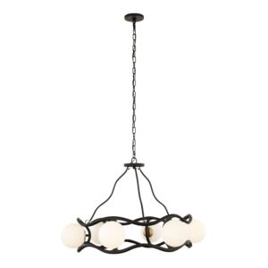 Black Betty 6-Light Chandelier in Carbon with French Gold