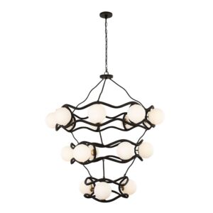 Black Betty 18-Light Chandelier in Carbon with French Gold