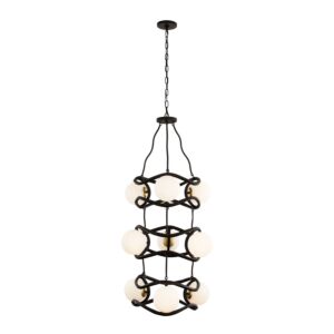 Black Betty 9-Light Foyer Pendant in Carbon with French Gold