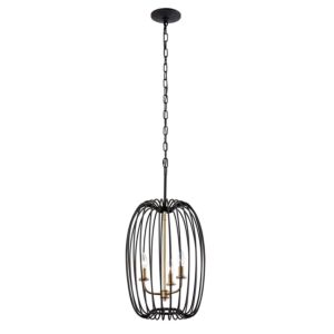 Nico 3-Light Foyer Pendant in Carbon with Havana Gold