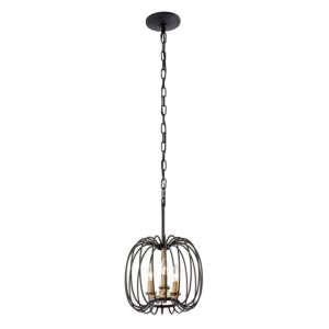 Nico 3-Light Pendant in Carbon with Havana Gold