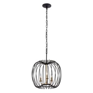 Nico 3-Light Pendant in Carbon with Havana Gold