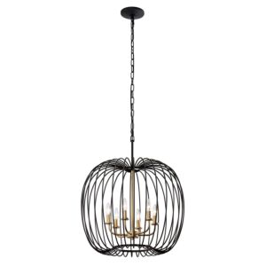 Nico 6-Light Pendant in Carbon with Havana Gold