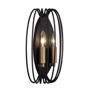 Nico 2-Light Wall Sconce in Carbon with Havana Gold