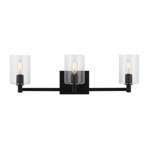 Fullton 3-Light LED Bathroom Vanity Light Wall Sconce in Midnight Black