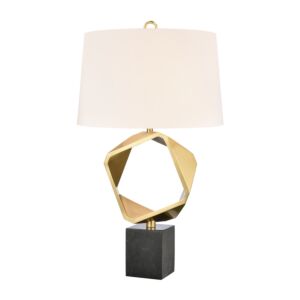 Optical 1-Light Table Lamp in Brass