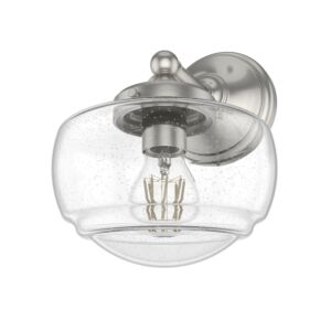 Hunter Saddle Creek Clear Seeded Glass 1-Light Sconce in Brushed Nickel