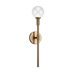 Candlestix 1-Light Wall Sconce in Aged Gold Brass