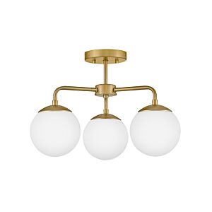 Juniper 3-Light LED Semi-Flush Mount in Lacquered Brass