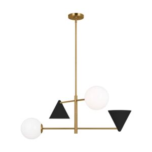 Cosmo 4-Light Chandelier in Midnight Black and Burnished Brass