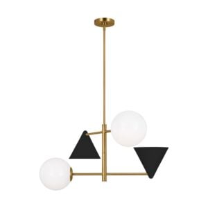 Cosmo 4-Light Chandelier in Midnight Black and Burnished Brass