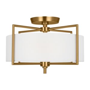 Perno 2-Light Semi-Flush Mount in Burnished Brass