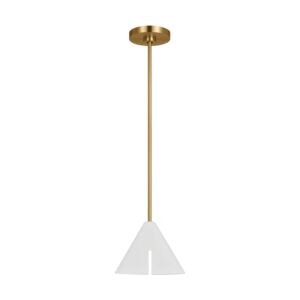 Cambre 1-Light LED Pendant in Matte White and Burnished Brass