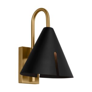 Cambre 1-Light LED Wall Sconce in Midnight Black and Burnished Brass