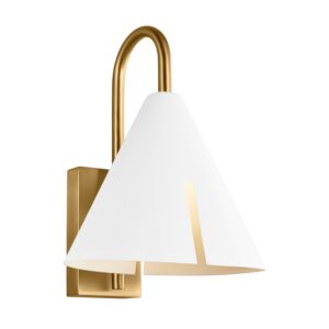 Cambre 1-Light LED Wall Sconce in Matte White and Burnished Brass