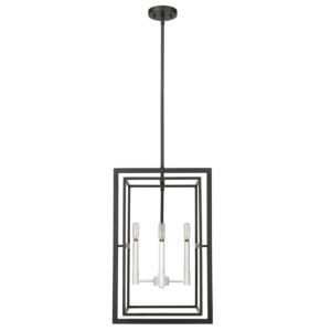 Milbank 4-Light Pendant Light in Black with White Candle Sleeves