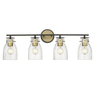 Shelby 4-Light Bathroom Vanity Light in Oil Rubbed Bronze and Antique Brass