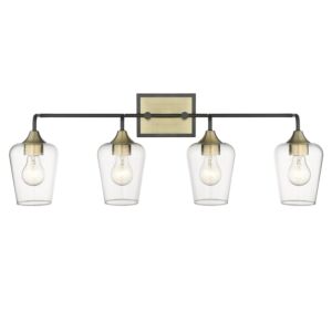 Gladys 4-Light Bathroom Vanity Light in Antique Brass and Black