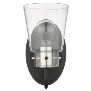 Bristow 1-Light Bathroom Vanity Light in Matte Black and Polished Nickel