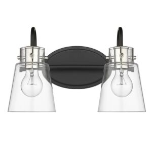 Bristow 2-Light Bathroom Vanity Light in Matte Black and Polished Nickel