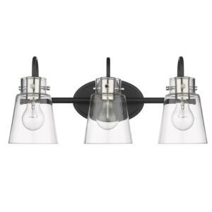 Bristow 3-Light Bathroom Vanity Light in Matte Black and Polished Nickel