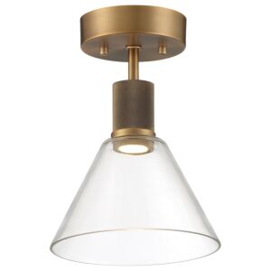 Port Nine Martini 1-Light LED Semi-Flush Mount in Antique Brushed Brass