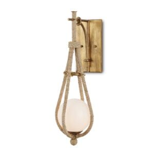 Passageway 1-Light Wall Sconce in Natural with Gold with White