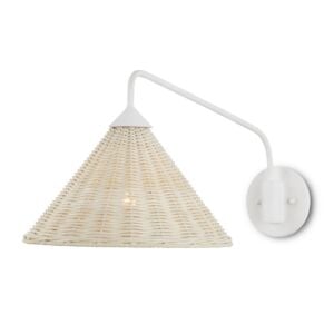 Basket 1-Light Wall Sconce in White with Bleached Natural