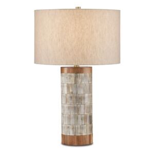 Hyson 1-Light Table Lamp in Natural with Brass