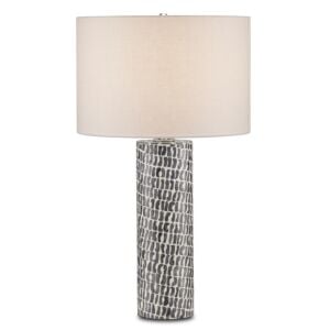 Charcoal 1-Light Table Lamp in Gray with White with Polished Nickel