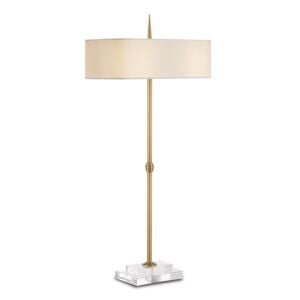 Caldwell 2-Light Table Lamp in Antique Brass with Clear