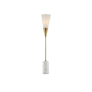 Martini 1-Light Table Lamp in Antique Brass with White