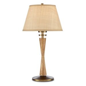 Woodville 1-Light Table Lamp in Classic Honey with Antique Brass