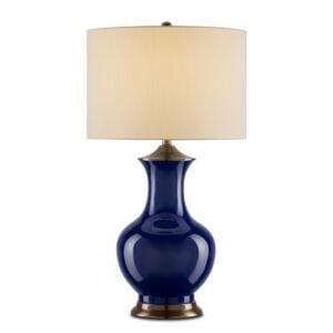 Lilou 1-Light Table Lamp in Blue with Antique Brass