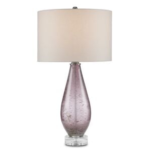 Optimist 1-Light Table Lamp in Purple with Clear with Antique Nickel