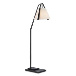 Frey 1-Light Floor Lamp in Satin Black with Brushed Brown