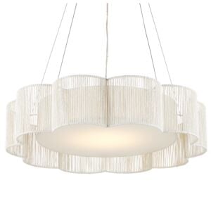 Ancroft 1-Light LED Chandelier in White with Contemporary Silver Leaf