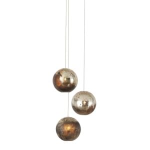 Pathos 3-Light Pendant in Antique Silver with Antique Gold with Matte Charcoal