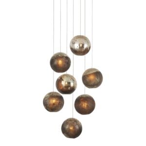 Pathos 7-Light Pendant in Antique Silver with Antique Gold with Matte Charcoal