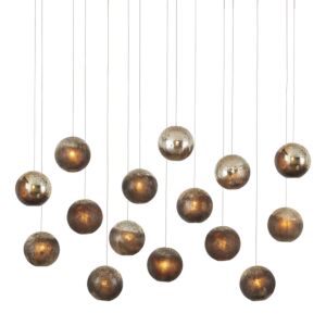 Pathos 15-Light 1Pendant in Antique Silver with Antique Gold with Matte Charcoal