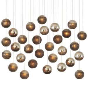 Pathos 30-Light Pendant in Antique Silver with Antique Gold with Matte Charcoal