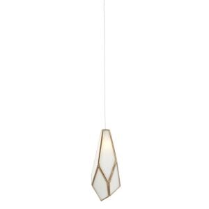 Glace 1-Light Pendant in White with Antique Brass