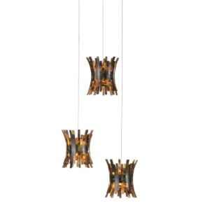 Alsop 3-Light Pendant in Brown with Black with Natural