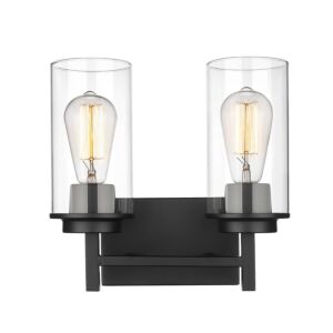 Janna 2-Light Bathroom Vanity Light in Matte Black