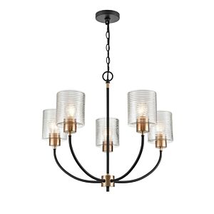 Renitta 5-Light Chandelier in Matte Black Modern Gold