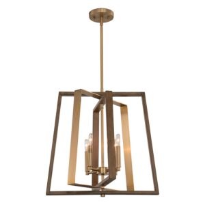 Dunning 4-Light Pendant in Natural Brass and Burnished Chestnut