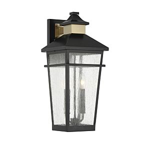 Kingsley 2-Light Outdoor Wall Lantern in Matte Black with Warm Brass Accents