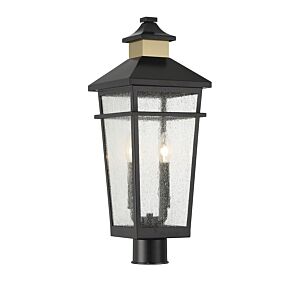 Kingsley 2-Light Outdoor Post Lantern in Matte Black with Warm Brass Accents