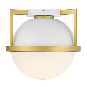 Carlysle 1-Light Ceiling Light in White with Warm Brass Accents